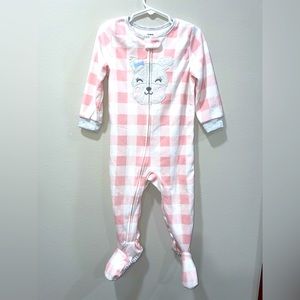 Carter’s- Baby onesie zip up pajama winter warm footie pink grey white 24 months